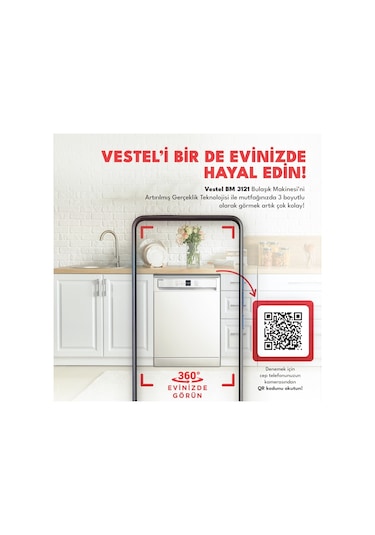 Vestel BM 3121 3 Programlı 13 Kişilik Bulaşık Makinesi