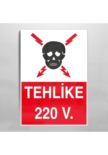 Teklike 220 V Uyarı Levhası 50x70cm