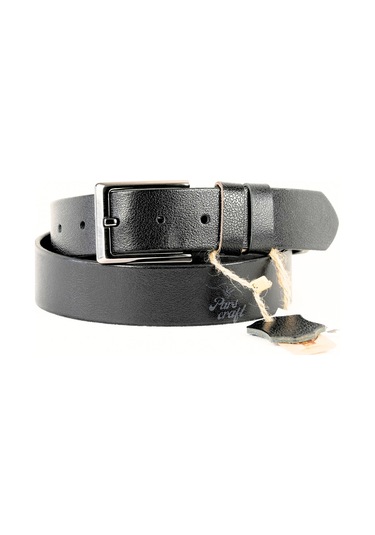 Parscraft Hakiki Manda Derisi Erkek Kemer 3.5 CM Siyah Klasik Kumaş Kemeri Siyah