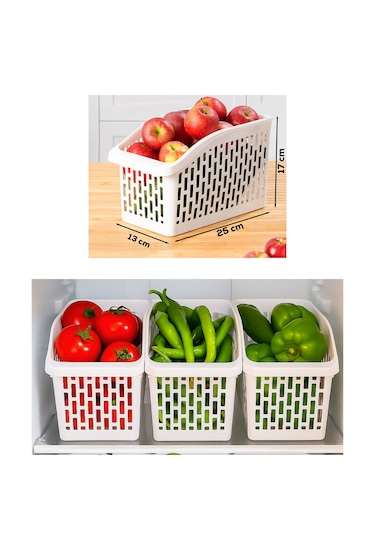 Porsima Org-23 6lı Çok Amaçlı Plastik Dolap Içi Düzenleyici Saklama Kutusu Organizer Sepet - Beyaz Beyaz