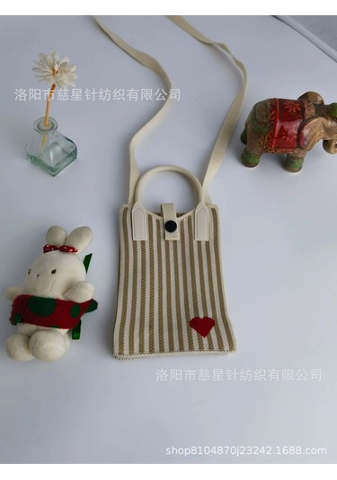 Yaz Sıcak Satış Sezon Örme Küçük Kare Çanta Kaliteli Çanta Crossbody Cep Deep Khaki Cloth Color Vertical Bar Love Haki