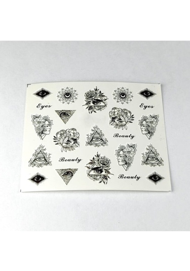 Ay Yıldız Piramit Göz Figürleri Içeren Tırnak Dövmesi Sticker Çoklu Dövme