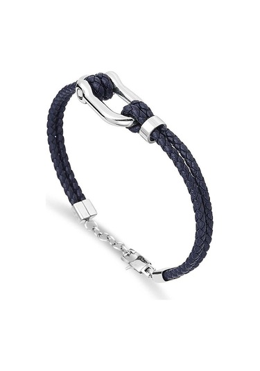 Ars092 Erkek Deri Çelik Bileklik Siyah