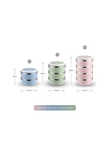 Aubyhe 1.4l Çift Katlı El Taşınabilir Isı Saklayıcı Bento Kutusu - Pembe, Gıda Grubu Çelik İç Kabuklu Pembe