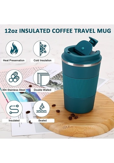 Besthome1 Çift Katmanlı Paslanmaz Çelik Vakum Yalıtımlı 380ml Termos Yeşil Yeşil