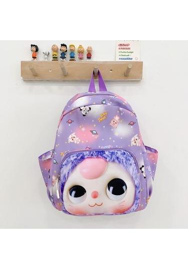 Sevimli Karikatürlü Sırt Çantası, Anaokullu İçin Hafif Ve Büyük Kapasiteli Mor