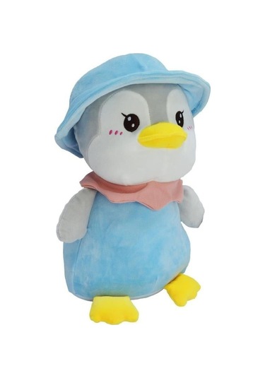 Premium Ultra Yumuşak Peluş Penguen 40 Cm Sevimli Büyük Boy Oyuncak Mavi