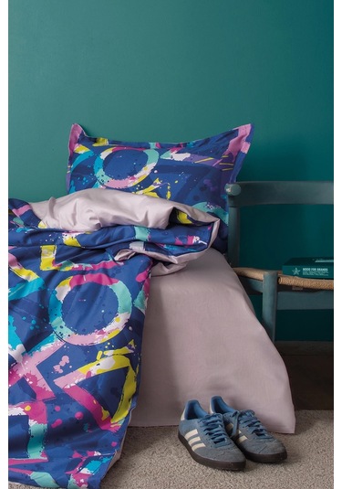 Play 210 Tc 83 Tel Dijital Pamuk Saten Tek Kişilik Nevresim Takımı Çok Renkli