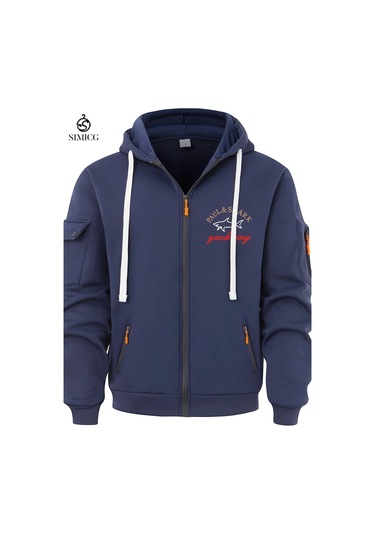 Erkek Sonbahar Ve Kış Fermuarlı Kapüşonlu Sweatshirt Kırmızı