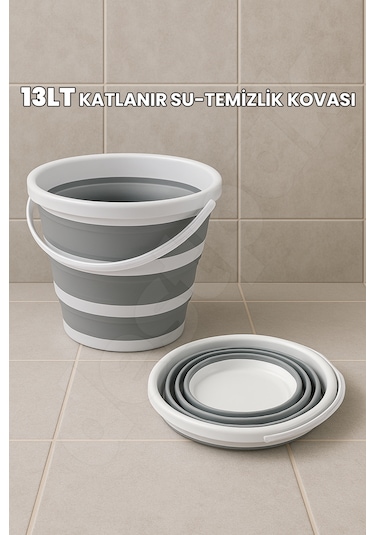 Yer Kaplamaz 13 Lt Katlanır Kova - Temizlik Kovası - Su Kovası