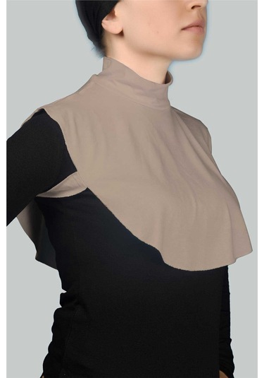 Altobeh Düz Balıkçı Yaka Boğazlı Penye Tesettür Kadın Yakalık Boyunluk - Açık Vizon