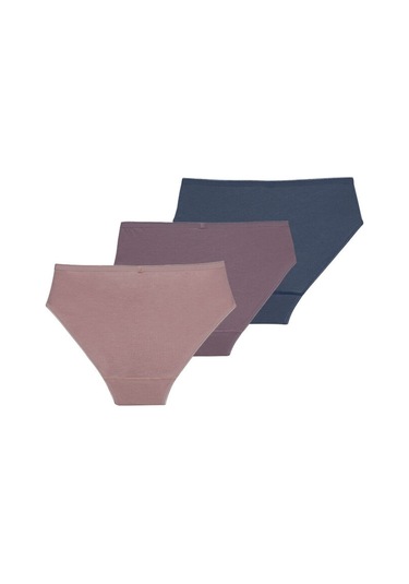 Kadın Slip Külot 3lü Paket Essential 1575 - Mor Pembe Denim Çok Renkli