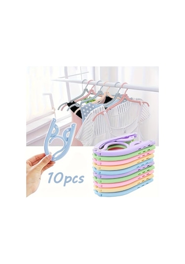 Elmpaly 10 Adet Katlanabilir Portatif Askı Dayanıklı Plastik Kaymaz Tutma Yeri Seyahat Ve Ev Kullanımı İçin Random Renk 10pcs Ahşap