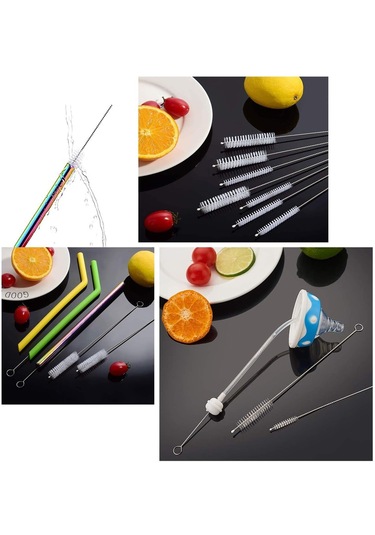 Cc Ggball Uzun Saman Fırçası, Naylon Boru Boru Temizleyici 10-ıhch X 2/5-ınç, 10'lu Set, Şeffaf Beyaz, Paslanmaz Çelikten Yapılmış