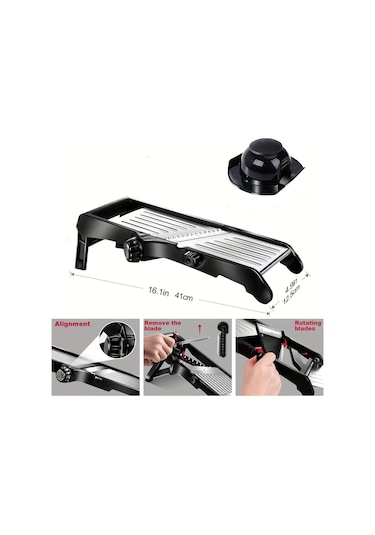 Dashanshop Temmys Manuel Sebze Doğrayıcı Ve Kesici With Brush Gloves Ayarlanabilir Paslanmaz Çelik Bıçaklar Mutfak Rendesi Meyve Patates Soğan 1 Parça