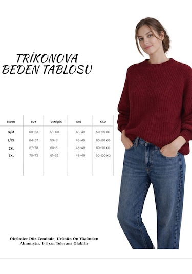 Trikonova Oversize Triko Kazak Bordo