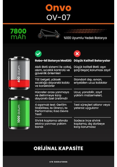 Onvo Ov-07 / 36v 7800mAh Elektrikli Scooter Bataryası