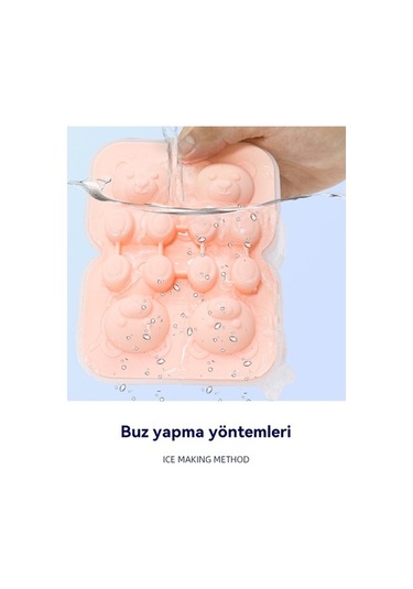 Novahub Silikon 6'lı Ayı Buz Kalıbı: Kahve, Süt, Çay, Şekerleme, Dekorasyon İçin Pembe Kalıplar Pembe