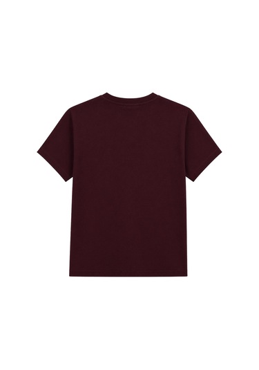 Mixray 2101 Kadın Bisiklet Yaka Soft Oversize Basic Modal T-shirt Bordo