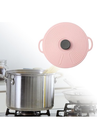 Suntek Isıya Dayanıklı Silikon Tencere Kapağı, Pembe-15.3cm Pembe 15.3cm