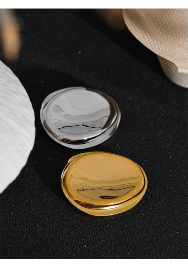 Gümüş Eetit 37mm Paslanmaz Çelik Metal Yuvarlak Minimalist Broşlar Unisex Takı Erkek Kadın Aksesuar Su Geçirmez 2023 Ücretsiz Kargo Gümüş