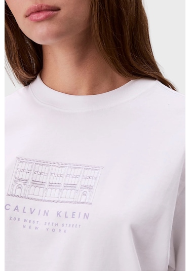Calvin Klein Bayan T Shirt Lv047f806g Yaf Beyaz BEYAZ