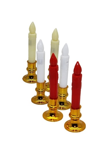 2 Parça Şamdanlı Pilli Led Mum Dekoratif 4881 Çok Renkli