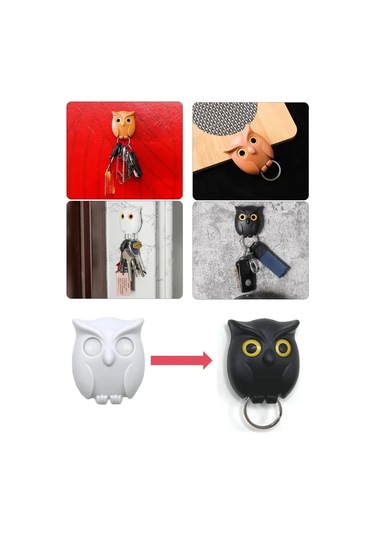 Shineyee Manyetik Baykuş Tasarımlı Anahtarlık Seti - 3'lü Paket, Pratik Yapışkanlı Duvara Montaj, Şık Ve Kullanışlı
