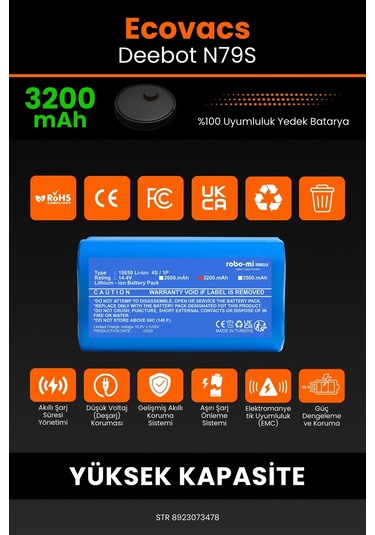 Ecovacsdeebot N-79 S 3200mahrobot Süpürge Bataryası