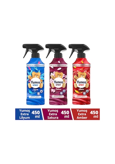 Yumoş Sprey Amber + Sakura + Lilyum Sprey 3 x 450 ML