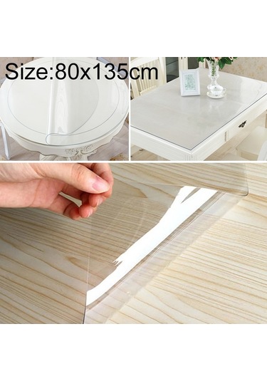 Şeffaf Yumuşak Cam Masa Örtüsü Ev Su Geçirmez Masa Örtüsü Pvc Masa Mat, Kalınlık: 1mm, Boyut: 80x135cm Şeffaf