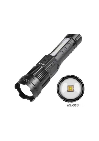 Lemestar 2600 Mah Pil Li-ion Dışarıda Kullanalım 30w Beyaz Lazer Feneri Cob Yan Lambalı Kırmızı-mavi Flash İş Aydınlatması Siyah