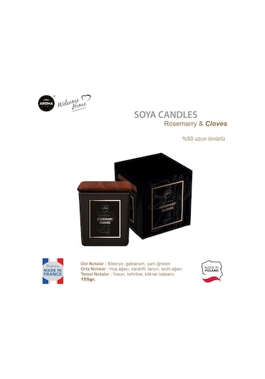 Aroma Home Soya Series Kokulu Mum Rosemary Cloves 155 G