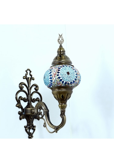 Dekoratif El Yapımı Hediyelik Mozaik Duvar Lambası Osmanlı v2
