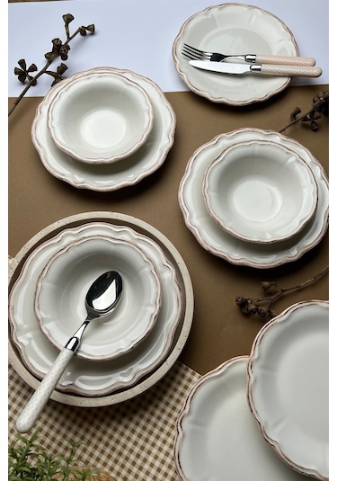 Tabak Evi Stoneware Antik Yemek Takımı 6 Kişilik 24 Parça