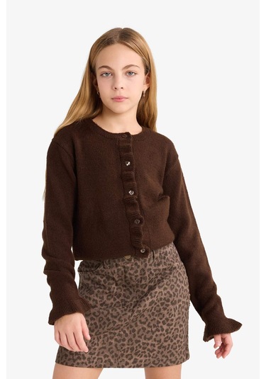Defacto Kız Çocuk Bisiklet Yaka Düğmeli Hırka G3064a825aubn45 Kahve-bn45