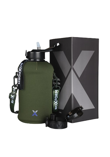 Roxform 2200 Ml Haki Siyah Premium Suluk Matara Bpa & Bps İçermez, Kılıflı Ve Sızdırmaz Siyah, Haki Kılıf