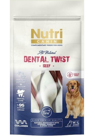 Nutri Canin Dental Twist Biftekli Diş Sağlığı Yetişkin Köpek Ödülü 120 G