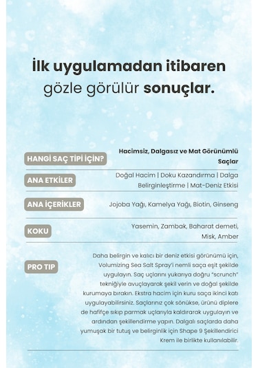 Matsu Volumizing Hacim Veren Doğal Dalga Deniz Tuzlu Spreyi 200 ml