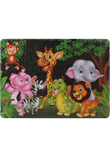 36 Parça Çocuk Puzzle + Boyama Neşeli Hayvanlar