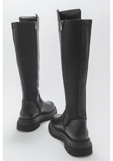 Paul Siyah Streç Detaylı Kadın Çizme Siyah