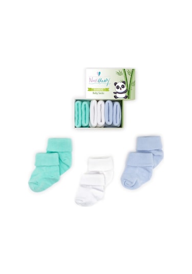 Novibaby 3'lü Bambu Yenidoğan Bebek Çorabı I Fresh I 0-6 ay "Karışık Renkli"