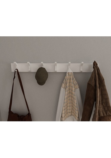 Hepsi3boyutlu Modern Duvar & Kapı Kanca Askılık - 7 Adet Beyaz Kanca Askılık - Model No : 2 Beyaz