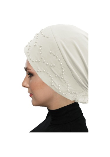 TOPUZLU KREM HAZIR TÜRBAN TESETTÜR BONE Krem