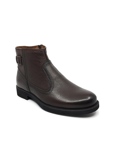 Taşpınar %100 Deri Erkek İçi Kürklü Kışlık Günlük Fermuarlı Bot 39-44 Kahverengi