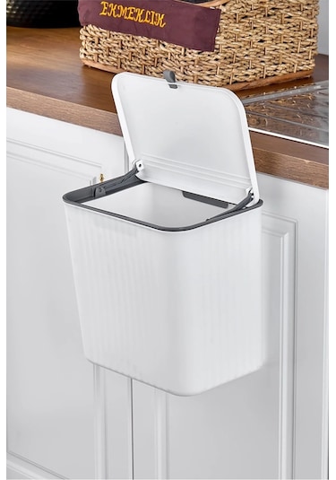 Bayev Fonksiyonel Kapaklı Banyo Ve Mutfak Tezgah Üstü Çöp Kovası 15 Lt. Pratik Kapak Çok Renkli