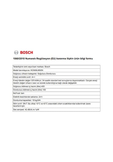 Bosch KGN56LM30N A++ 559 LT No-Frost Kombi Buzdolabı - Inox