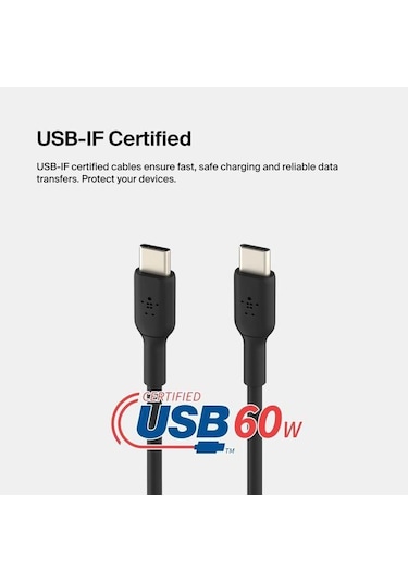 Belkin Cab003bt2mbk Boostcharge Usb-c To Usb-c 2m Şarj Kablosu - Siyah