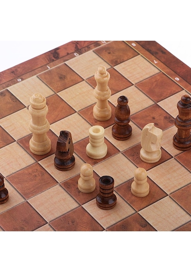 Homyl Katlanır Ahşap Satranç Takımı Oyuncak Karanlık-orman