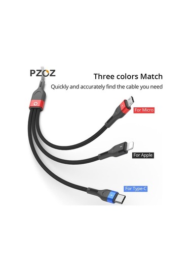 Prestigegoods Pzoz 3-in-1 Usb Kablosu 5a C Tipi - İphone 14/13/12 & Samsung Xiaomi Huawei Uyumlu Süper Hızlı Şarj Kordon Mikro Usb Şarj Cihazı